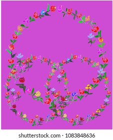 Colorful vector wreath of flowers on a colored background for celebrities, greetings, marriage, weddings invitations cards with space for you text