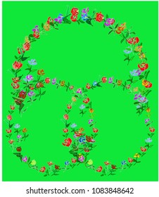 Colorful vector wreath of flowers on a colored background for celebrities, greetings, marriage, weddings invitations cards with space for you text