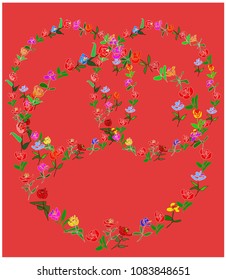 Colorful vector wreath of flowers on a colored background for celebrities, greetings, marriage, weddings invitations cards with space for you text