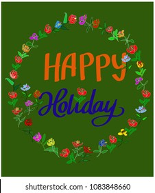 Colorful vector wreath of flowers on a colored background for celebrities, greetings, marriage, weddings invitations cards with space for you text