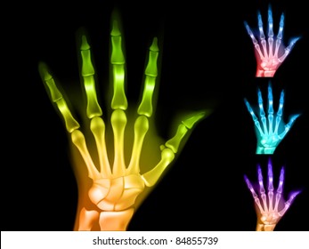 colorful vector x-ray hands