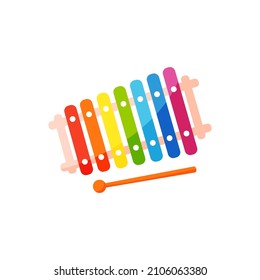 Colorful vector xylophone isolated on white background. Cute kids musical toy illustration drawn in cartoon style