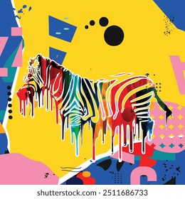 Colorful vector zebra. Vector illustration