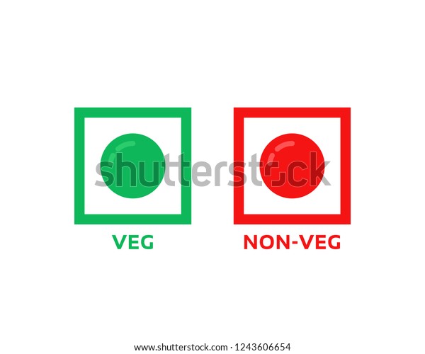 Colorful Veg Nonveg Symbol Flat Cartoon Stock Vector (Royalty Free ...