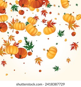 Colorful Vegetable Background Light Vector. Yellow Halloween Texture. Burgundy Leaf Pumpkins Banner. Plant Collection. Maple Illustration.
