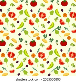 Patrón de estilo retro de verduras coloridas. Ilustración del vector
