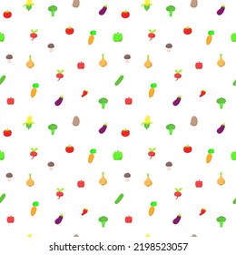 Colorful vegetable seamless pattern on white background