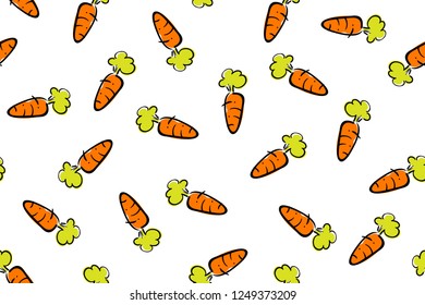 Colorful vegetable seamless template, vector illustration of tropical summer with hand drawing carrots on white background.