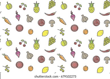 Colorful vegetables and fruit pattern
