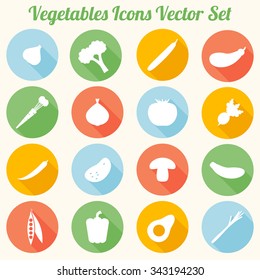 Colorful Vegetables Icons Vector Set - flat design eps 10