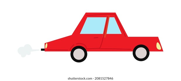 Colorful vehicle concept. Retro red car or automobile. Transport for driving around city. Design element for websites or applications. Cartoon flat vector illustration isolated on white background