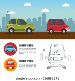Colorful vehicles infographic