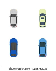 
Colorful Vehicles with Top View Flat Icons 
