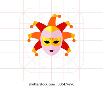 Colorful Venetian carnival mask icon