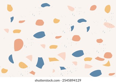 Colorful Venetian terrazzo imitation seamless pattern. Realistic marble texture with stone fragments. Modern minimalist tile for interior decoration. Trendy abstract vector illustration.