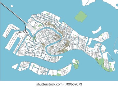 Colorful Venice vector city map