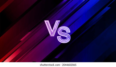 Colorful Versus battle banner for fight, cybersport, MMA, boxing. Dark background with VS letters for confrontation and competition. Futuristic Versus battle screen. Futuristic versus poster. Vector