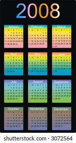 Colorful vertical 2008 calendar (vector)