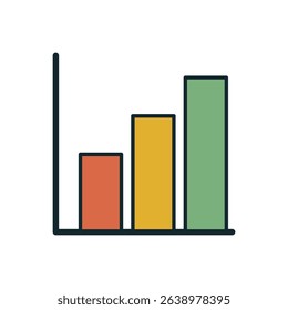 Colorful Vertical Bar Chart with Three Increasing Columns in Red, Yellow, and Green Tones