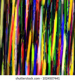Colorful vertical brush strokes on black backdrop. Seamless texture. Abstract vector background for web page, banners backdrop, fabric, home decor, wrapping