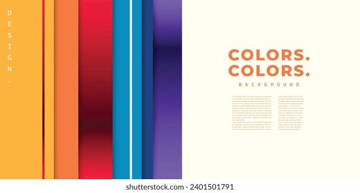 Colorful vertical color block lines background. Multicolored geometric layer backdrop. Modern and vibrant background template for poster, landing page, banner, cover, magazine, leaflet, or brochure.