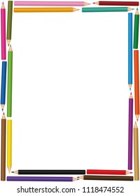 Colorful Vertical Crayons Frame Loosely Arranged Stock Vector (Royalty ...