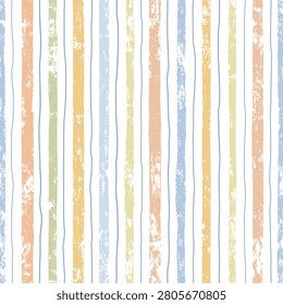 Colorful vertical grunge stripes, seamless pattern, vector print