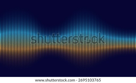 Colorful vertical lines forming a glowing wave pattern resembling radio frequency on a dark background, vector illustration