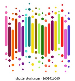 Colorful vertical rounded stripes, lines on white background. Dripping all colors paint. template for the banner, flyer, poster, cover brochure 
