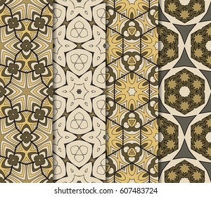 colorful Vertical seamless patterns set, abstract floral geometric texture. Ornament for interior design, greeting cards, birthday or wedding invitations, paper print. Ethnic background in east style.