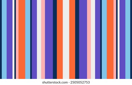 Colorful Vertical Striped Pattern with Vibrant Orange and Blue Accents