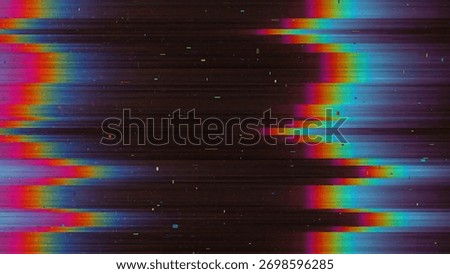 Colorful VHS Glitch Screen Effect. Abstract Technology Vector Background in Retro Style