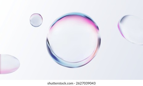 Colorful and vibrant Bubbles on a Soft and gentle Background that enhances their beauty