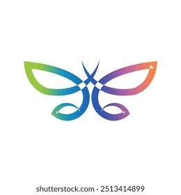 colorful vibrant butterfly logo vector line outline monoline icon illustration, elegant and simple geometric insect