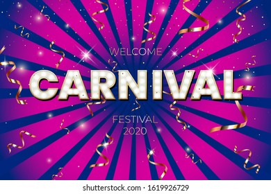 Colorful, vibrant carnival poster. Greeting card festival of music and dance. Vector background for holiday poster.