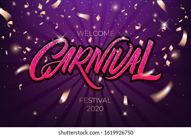 Colorful, vibrant carnival poster. Greeting card festival of music and dance. Vector background for holiday poster.
