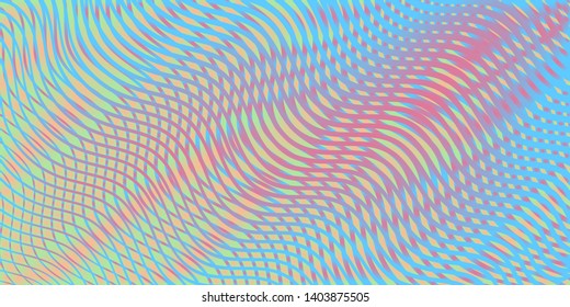 Colorful vibrant digital texture with vector warped lines. Modern abstract creative backdrop with rainbow colored variable width stripes.