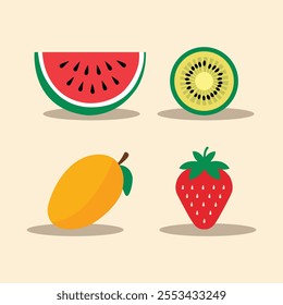 Colorful Vibrant Fruit Illustration Collection