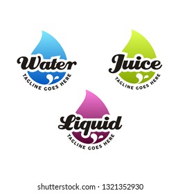 Colorful Vibrant Liquid Water Drop Droplet for Fruit Juice logo design