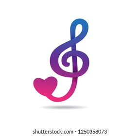 colorful and vibrant music key note vector icon logo design illustration