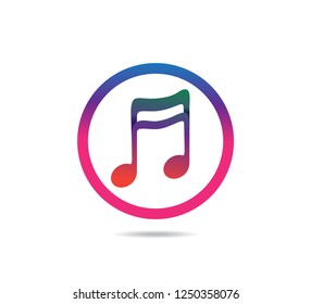 colorful and vibrant music key note vector icon logo design illustration