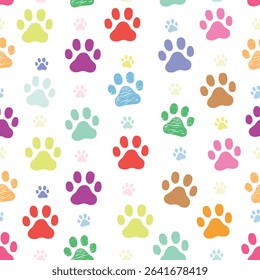 
Colorful vibrant paw prints pattern