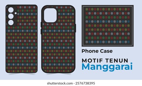 colorful and vibrant phone case design inspired by the intricate Manggarai woven motifs