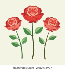 Colorful Vibrant Rose Vector Illustration.