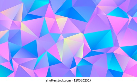 Colorful Vibrant Triangular Background. Pastel Colored Abstract Polygonal Design. 