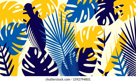 Colorful vibrant tropical leaves abstract background