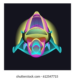 Colorful vibrant Wallpaper Background. Dynamic flux Effect. Abstract Face Vector Illustration. Monster Character Icon Head Design. Modern and Techno Style Pattern.