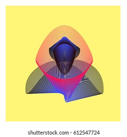 Colorful vibrant Wallpaper Background. Dynamic flux Effect. Abstract Face Vector Illustration. Monster Character Icon Head Design. Modern and Techno Style Pattern.