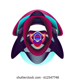 Colorful vibrant Wallpaper Background. Dynamic flux Effect. Abstract Face Vector Illustration. Monster Character Icon Head Design. Modern and Techno Style Pattern.