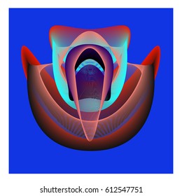 Colorful vibrant Wallpaper Background. Dynamic flux Effect. Abstract Face Vector Illustration. Monster Character Icon Head Design. Modern and Techno Style Pattern.